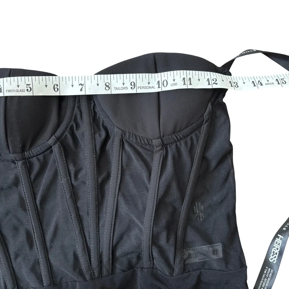 NWT Heiress Beverly Hills‎ Black Strapless Mesh Corset Mini Dress Sz M
